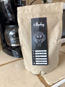 Bag of coffee beans from Monkey Coffee Bar